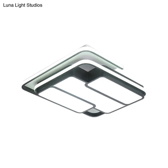 Square Metal Flush Led Black Ceiling Light - Remote Controlled Stepless Dimming 16’/19.5’ Width