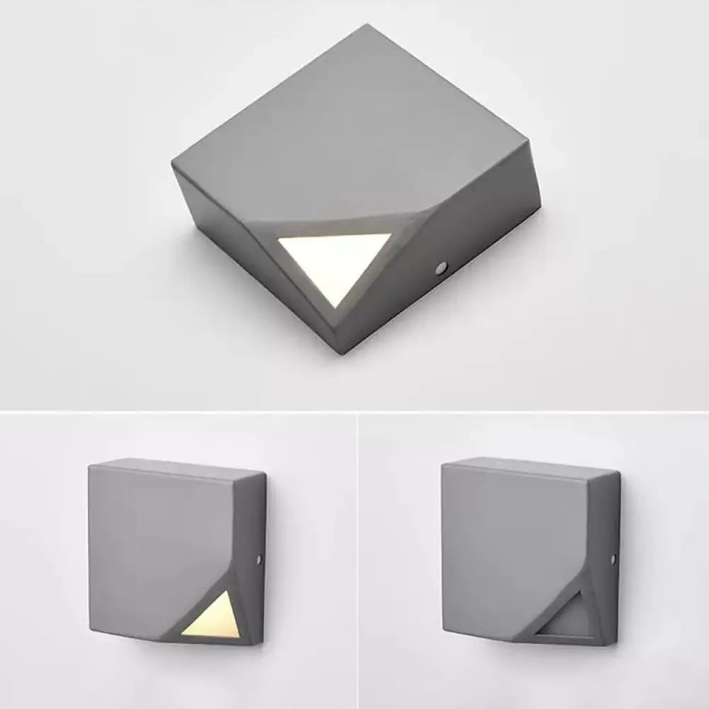 Square Metallic Led Wall Sconce For Office And Bedroom Decor Grey