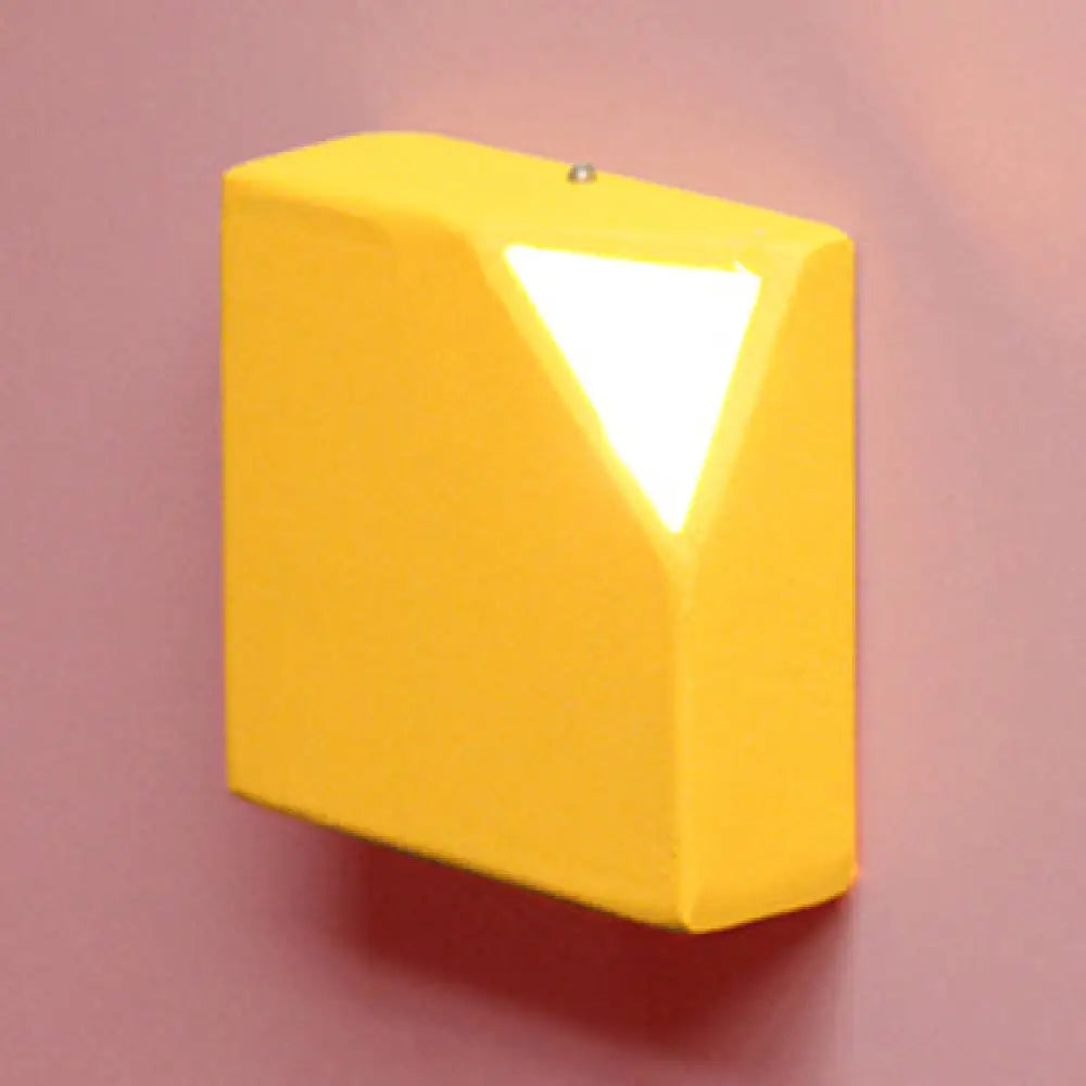 Square Metallic Led Wall Sconce For Office And Bedroom Decor Yellow