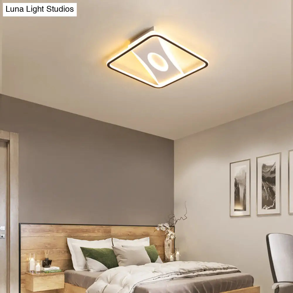 Square Nordic Flush Mount Light With Integrated Led And Warm/White Options 16-35.5 Widths