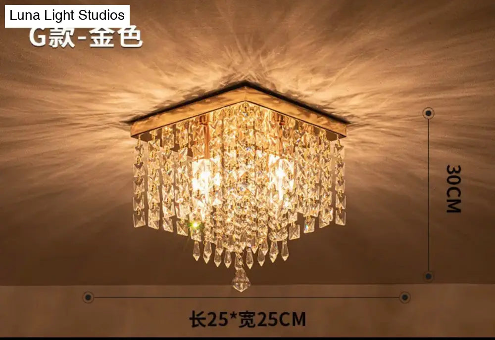 Square Simple Aisle Living Room Led Ceiling Crystal Lamp Balcony Entrance Corridor Creative Ceiling