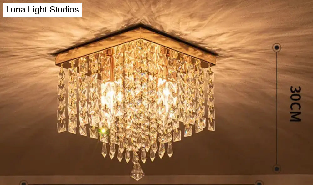 Square Simple Aisle Living Room Led Ceiling Crystal Lamp Balcony Entrance Corridor Creative Gold /