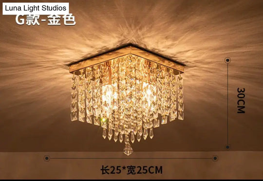 Square Simple Aisle Living Room Led Ceiling Crystal Lamp Balcony Entrance Corridor Creative Ceiling