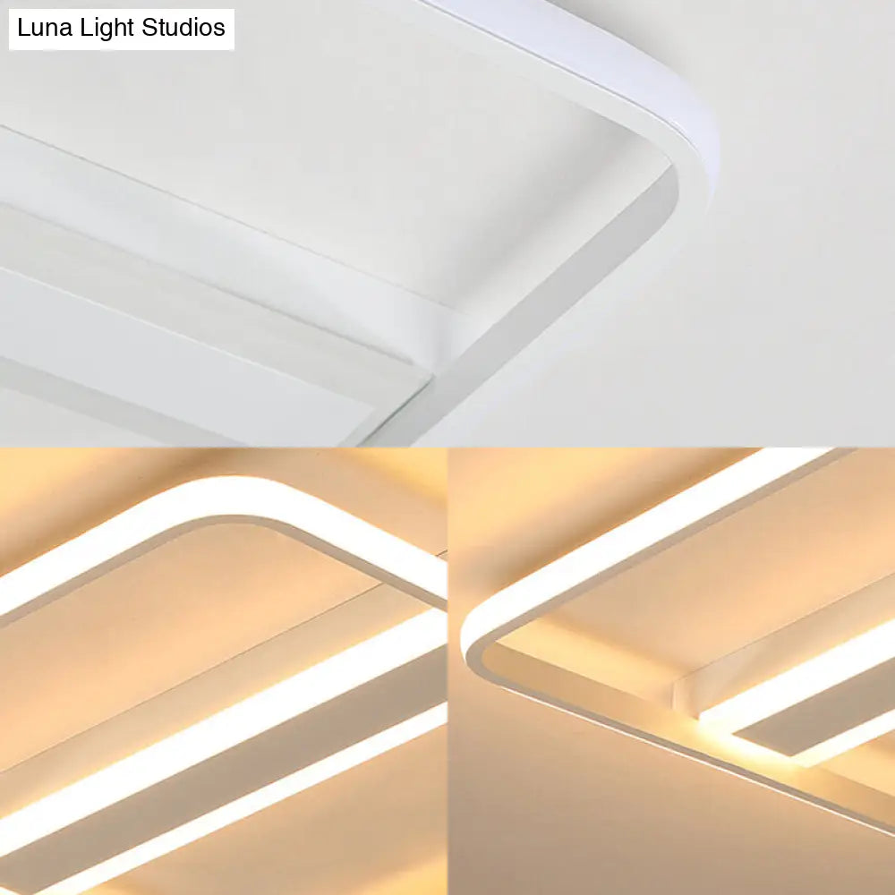 Squared Flushmount Metal Led Ceiling Light Minimalist Warm/White