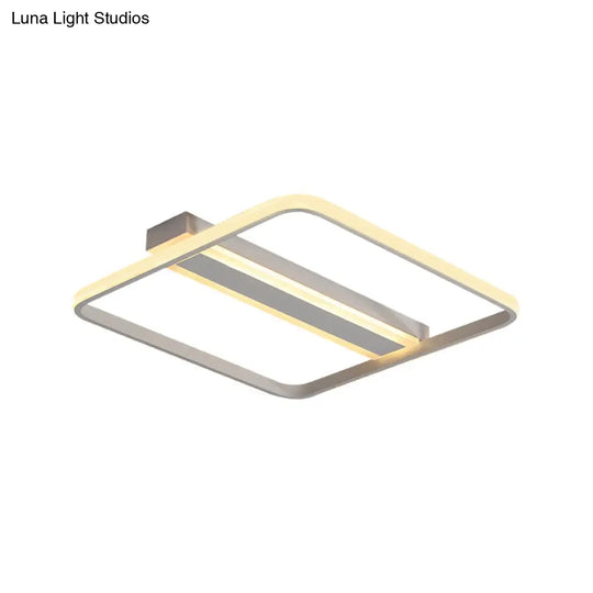 Squared Flushmount Metal Led Ceiling Light – Minimalist Warm/White