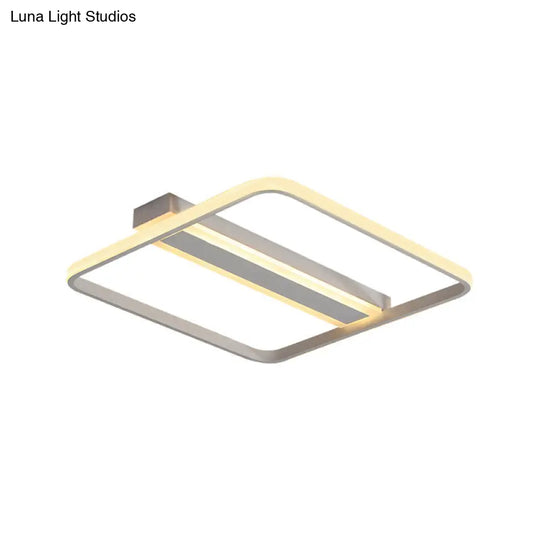 Squared Flushmount Metal Led Ceiling Light Minimalist Warm/White