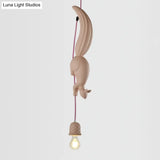 Squirrel And Pinecone Resin Ceiling Light - Artful 1 Bulb Hanging Lamp For Dining Room
