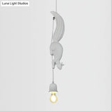 Squirrel And Pinecone Resin Ceiling Light - Artful 1 Bulb Hanging Lamp For Dining Room