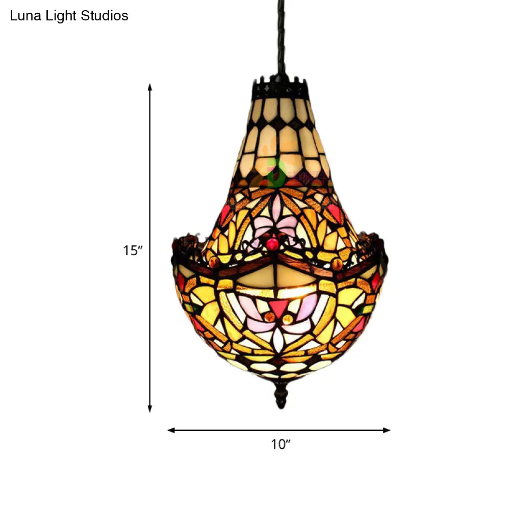 Stained Glass Flower Chandelier - Black Pendant Light Kit With Multiple Sizes Available