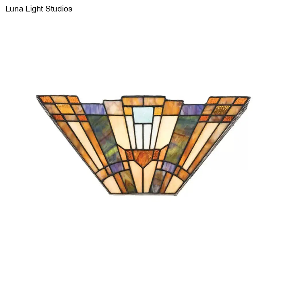 Stained Glass Tiffany Style Wall Mount Light - Multi-Color Upward For A Stylish Home