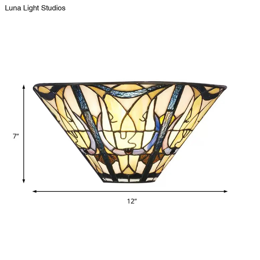 Stained Glass Tiffany Style Wall Mount Light - Multi-Color Upward For A Stylish Home