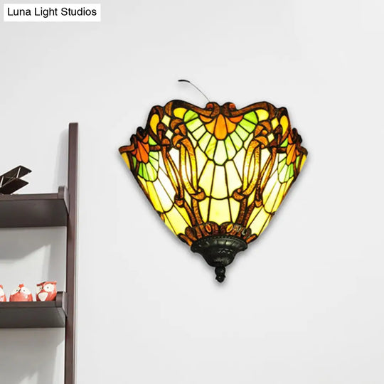 Stained Glass Tiffany Style Wall Mount Light - Multi-Color Upward For A Stylish Home