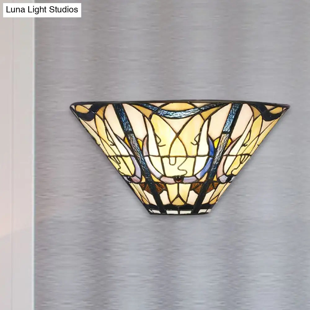 Stained Glass Tiffany Style Wall Mount Light - Multi-Color Upward For A Stylish Home