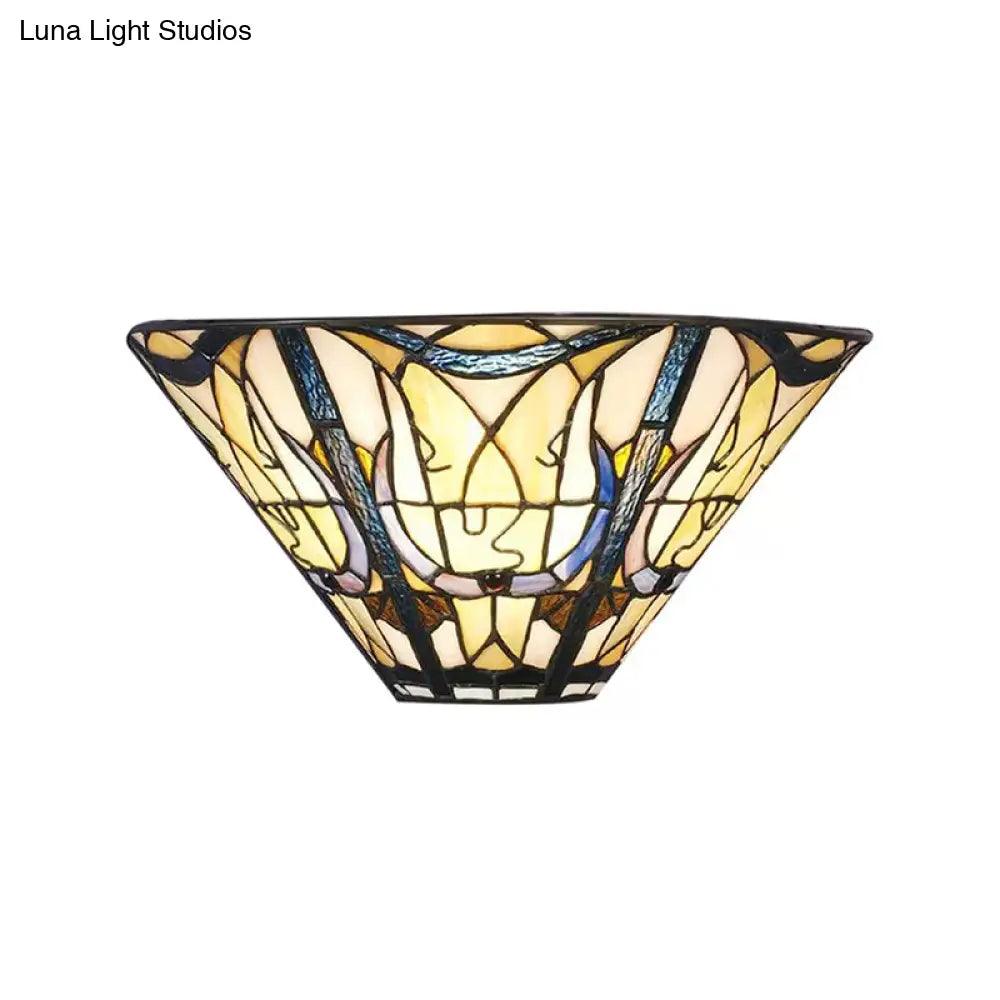 Stained Glass Tiffany Style Wall Mount Light - Multi-Color Upward For A Stylish Home