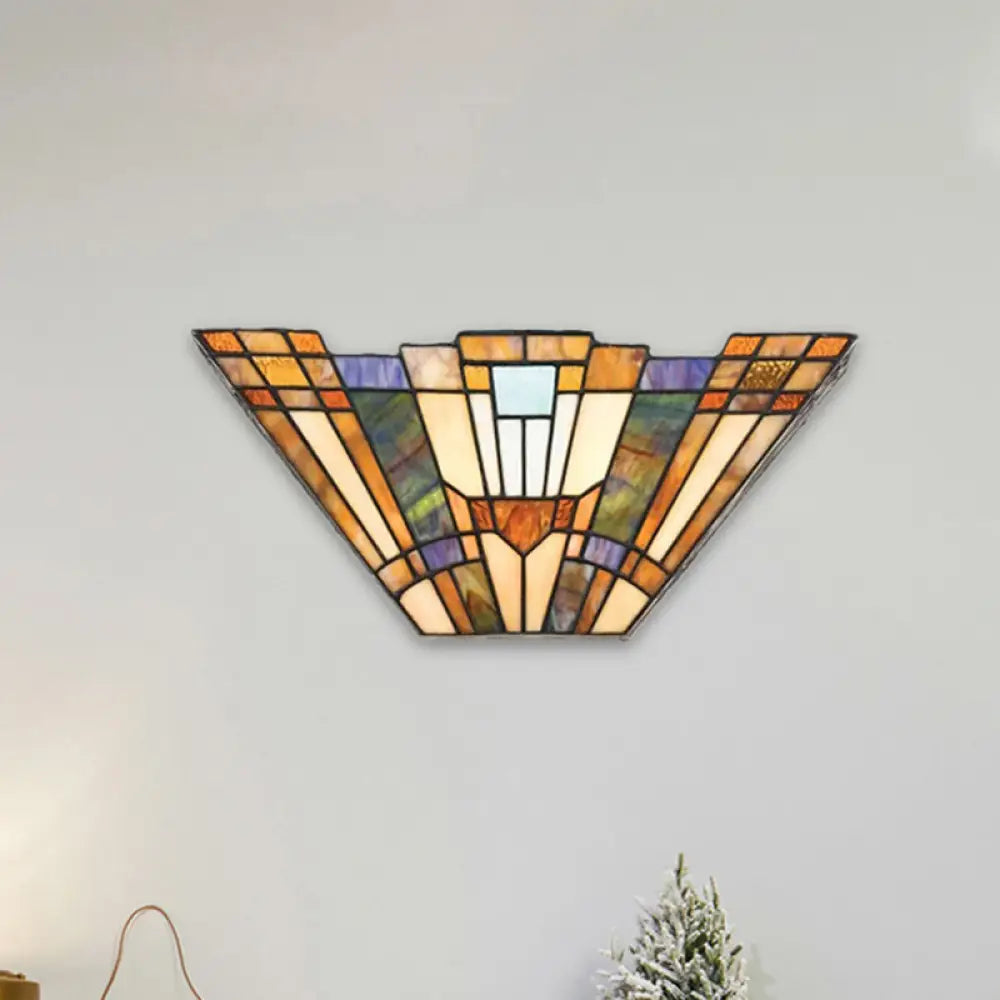 Stained Glass Tiffany Style Wall Mount Light - Multi-Color Upward For A Stylish Home Beige /