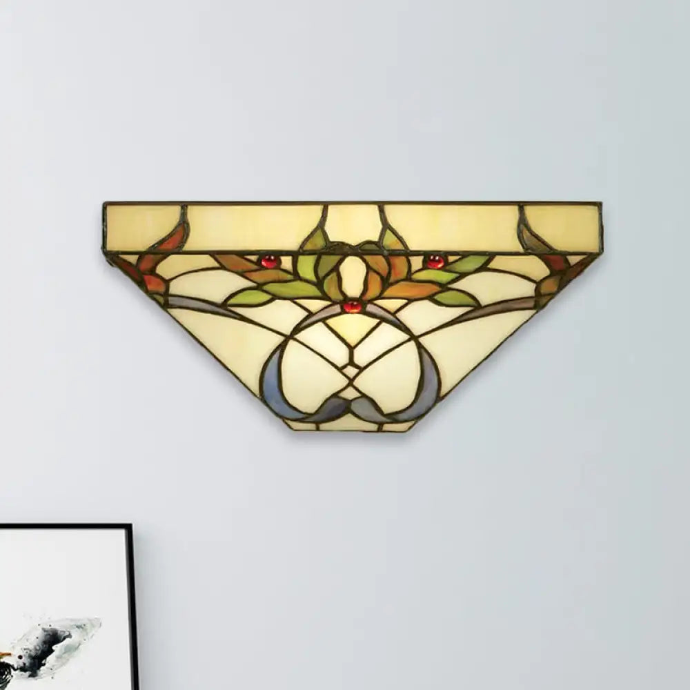 Stained Glass Tiffany Style Wall Mount Light - Multi-Color Upward For A Stylish Home Beige / Yellow