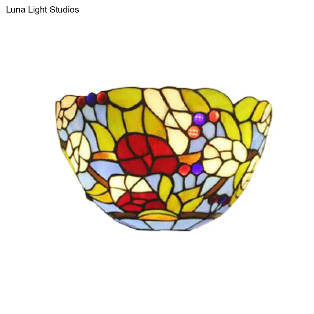 Stained Glass Tiffany Wall Sconce - Elegant Floral Design For Indoor Living Room Lighting