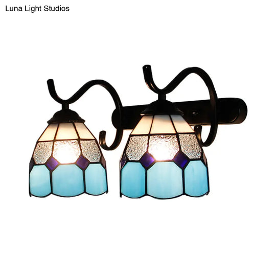 Stained Glass Tiffany Wall Sconce With 2 Light Heads In Multi-Color Options - Ideal For Bathrooms