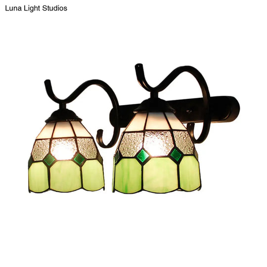 Stained Glass Tiffany Wall Sconce With 2 Light Heads In Multi-Color Options - Ideal For Bathrooms