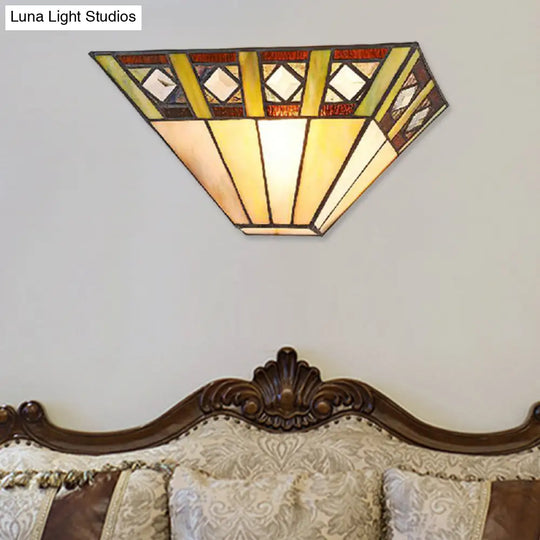 Stained Glass Wall Sconce With Trapezoid Shade - Perfect For Bedroom Lighting