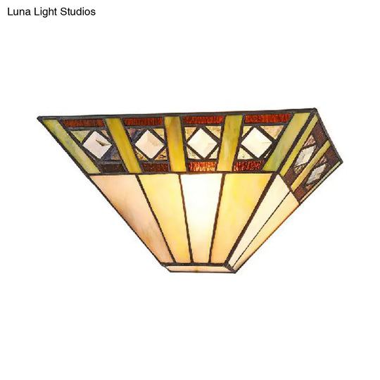 Stained Glass Wall Sconce With Trapezoid Shade - Perfect For Bedroom Lighting