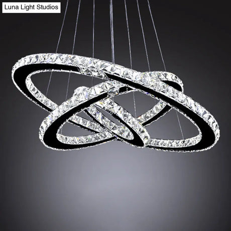 Modern Interlacing Rings Chandelier: Stainless Steel Pendant Light For Bedrooms Clear / 8+16+23.5