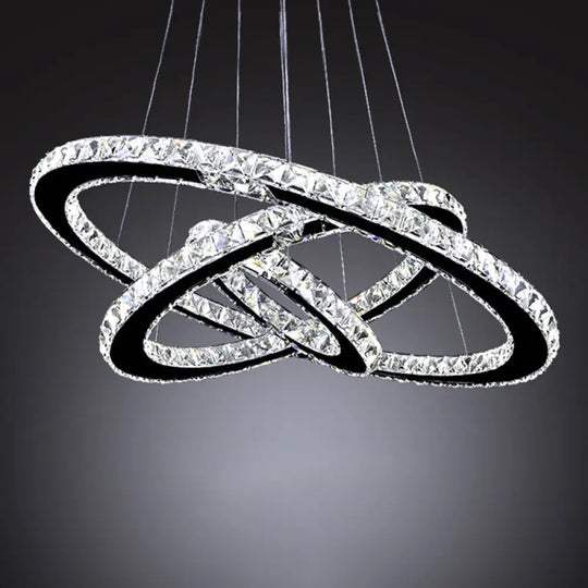 Stainless Steel Interlace Rings Pendant Light For Modern Bedrooms Clear / 8’ + 16’ + 23.5’ White