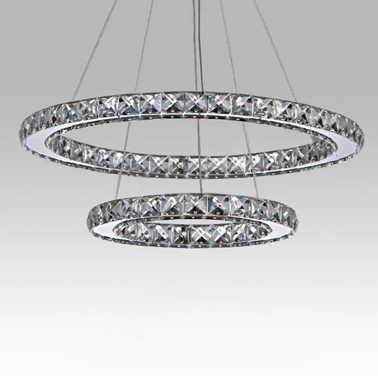 Stainless Steel Interlace Rings Pendant Light For Modern Bedrooms Clear / 8’ + 16’ Natural