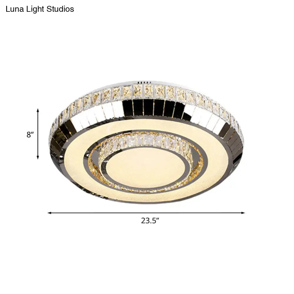 Stainless Steel Led Ceiling Light With Beveled Glass Crystal