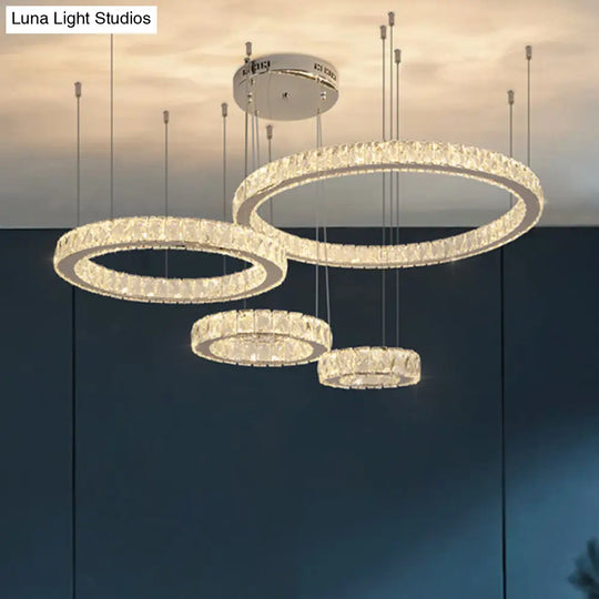 Stainless-Steel Led Crystal Ceiling Light For Modern Living Room Décor