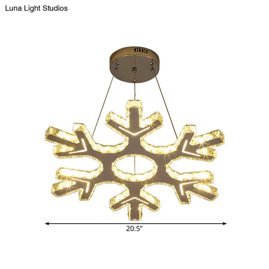 Stainless-Steel Led Crystal Pendant Light - Modern Snowflake Chandelier For Corridor Ceiling