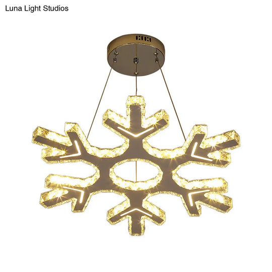 Stainless-Steel Led Crystal Pendant Light - Modern Snowflake Chandelier For Corridor Ceiling