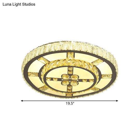 Stainless - Steel Led Flush Mount Ceiling Light With Clear Crystal Block Design