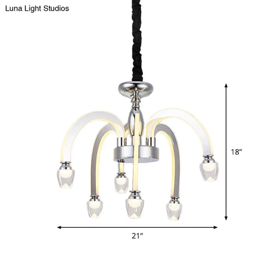 Stainless Steel Modern Drooping Chandelier For Dining Room - Led Hanging Light Kit