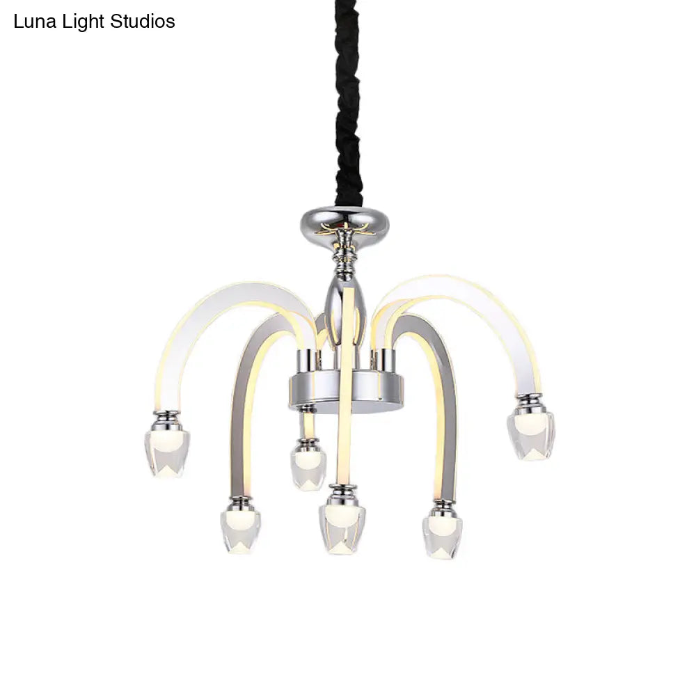 Stainless Steel Modern Drooping Chandelier For Dining Room - Led Hanging Light Kit