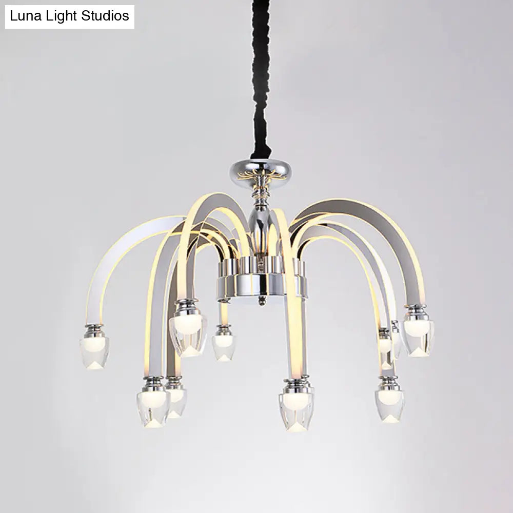 Stainless Steel Modern Drooping Chandelier For Dining Room - Led Hanging Light Kit