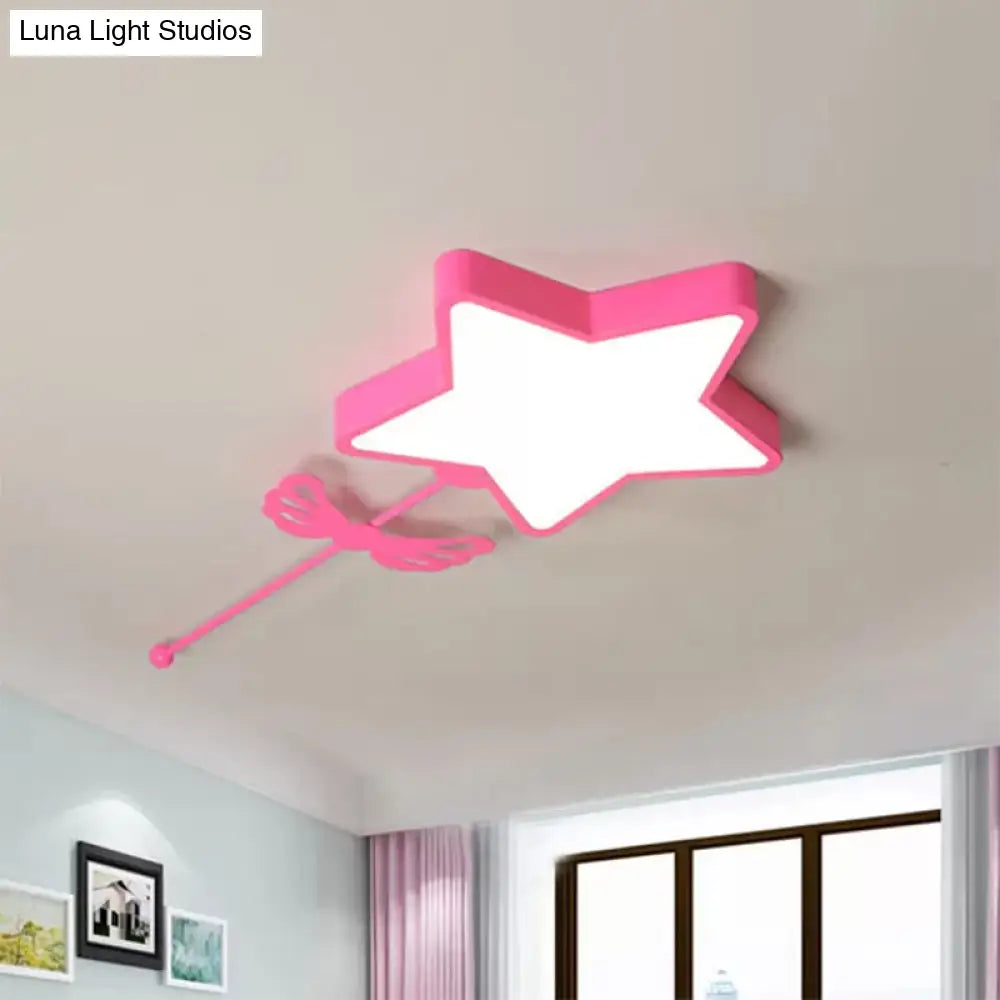 Star Acrylic Ceiling Light For Modern Kid’s Bedroom - Flush Mount Fixture