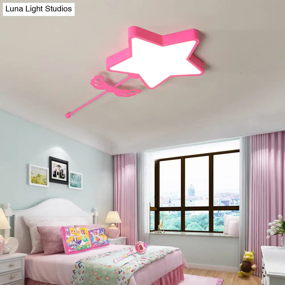 Star Acrylic Ceiling Light For Modern Kids Bedroom - Flush Mount Fixture