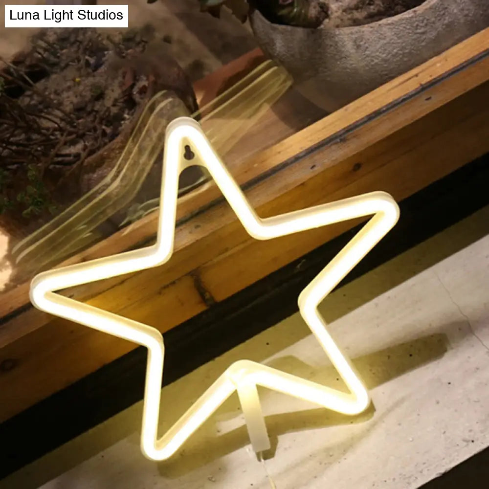 Star Cartoon Led Night Light For Wall Decoration - Plastic Frame White Glow