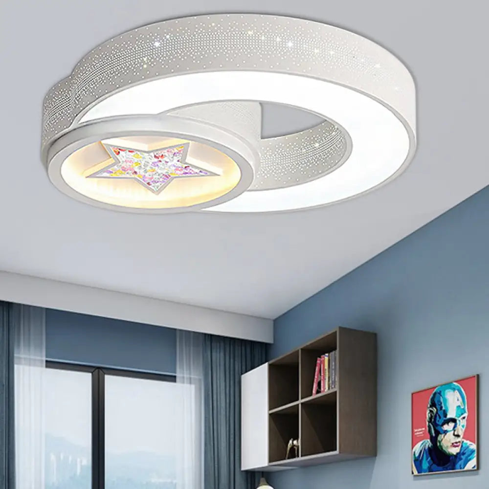 Star Design White Acrylic Flush Mount Ceiling Light For Kids Bedroom