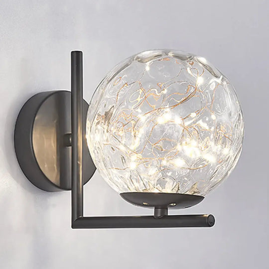 Star Light Wall Sconce: 1-Head Ambient Lighting For Bedroom Black / Clear