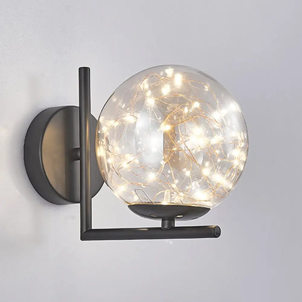 Star Light Wall Sconce: 1-Head Ambient Lighting For Bedroom Black / Cognac