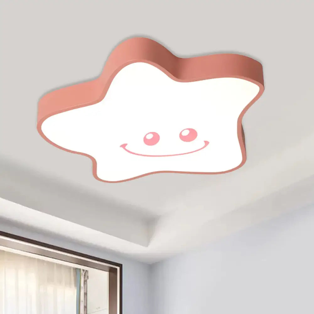 Star Nursery Flush Mount Led Ceiling Light With Acrylic Cartoon Design Pink / White