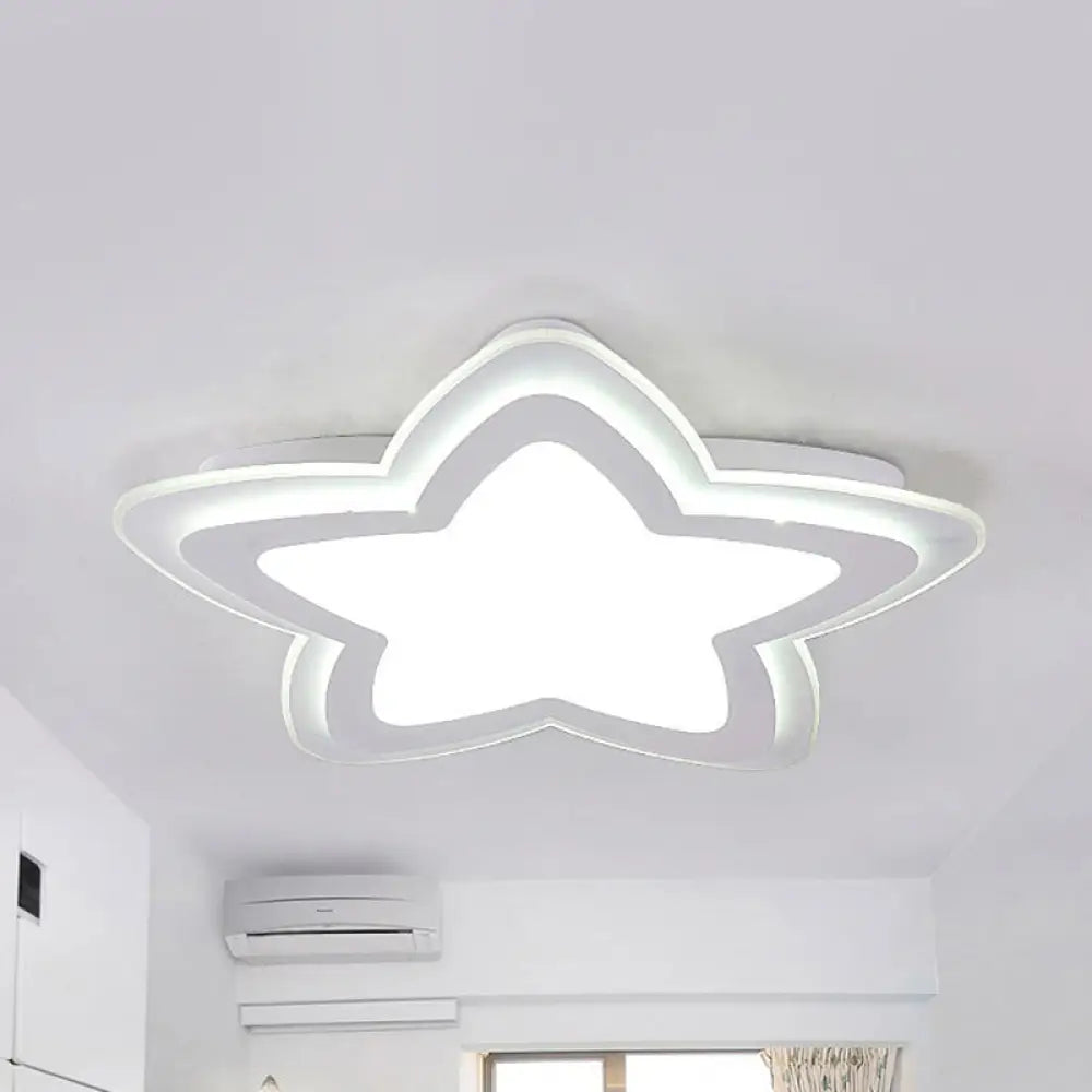 Star - Shaped Acrylic Flush Mount Light For Child’s Bedroom With Simple White Style