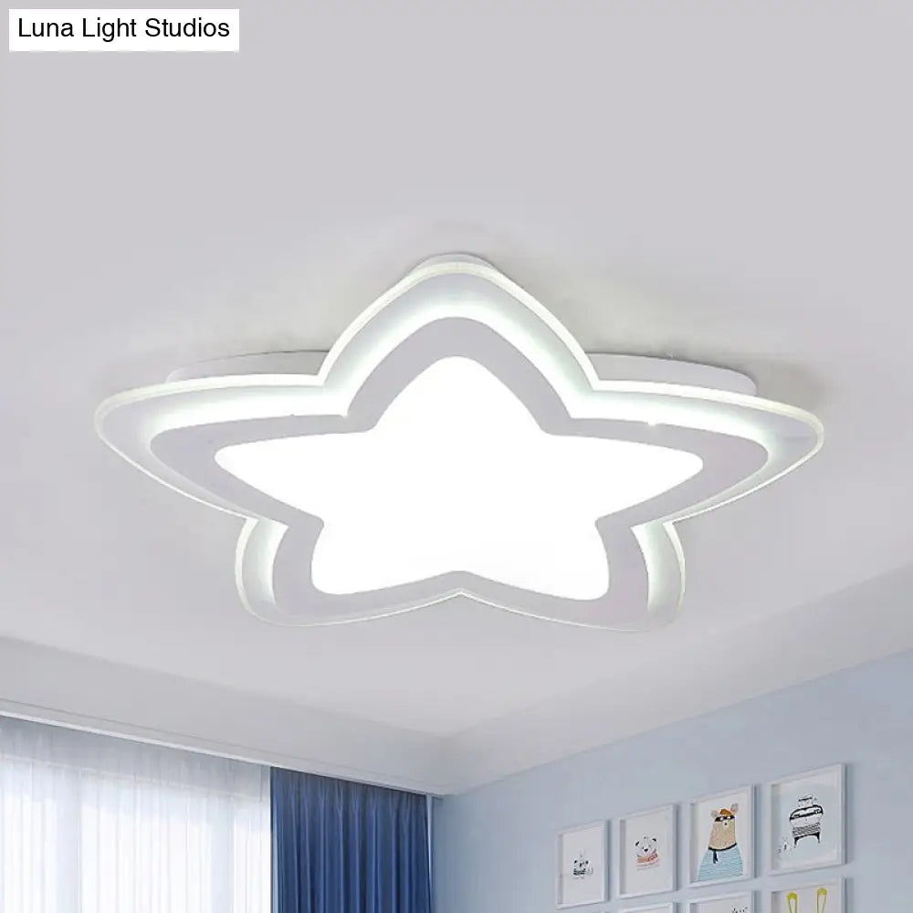 Star - Shaped Acrylic Flush Mount Light For Child’s Bedroom With Simple White Style