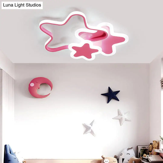 Star Shaped Led Ceiling Mount Light For Girls Bedroom - Modern Acrylic Flush Fixture