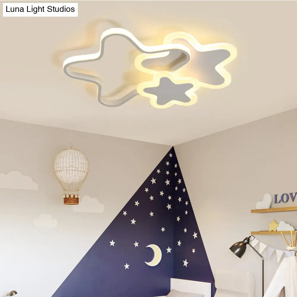 Star Shaped Led Ceiling Mount Light For Girls Bedroom - Modern Acrylic Flush Fixture White / Warm