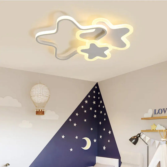 Star Shaped Led Ceiling Mount Light For Girls Bedroom - Modern Acrylic Flush Fixture White / Warm