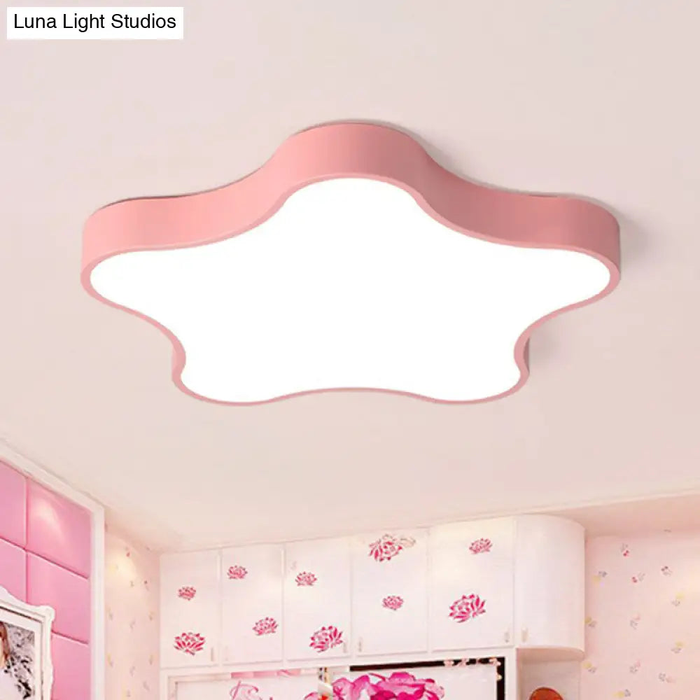 Star Shaped Led Flush Mount Ceiling Light - Metallic Minimalist Bedroom Lighting Pink / Small White