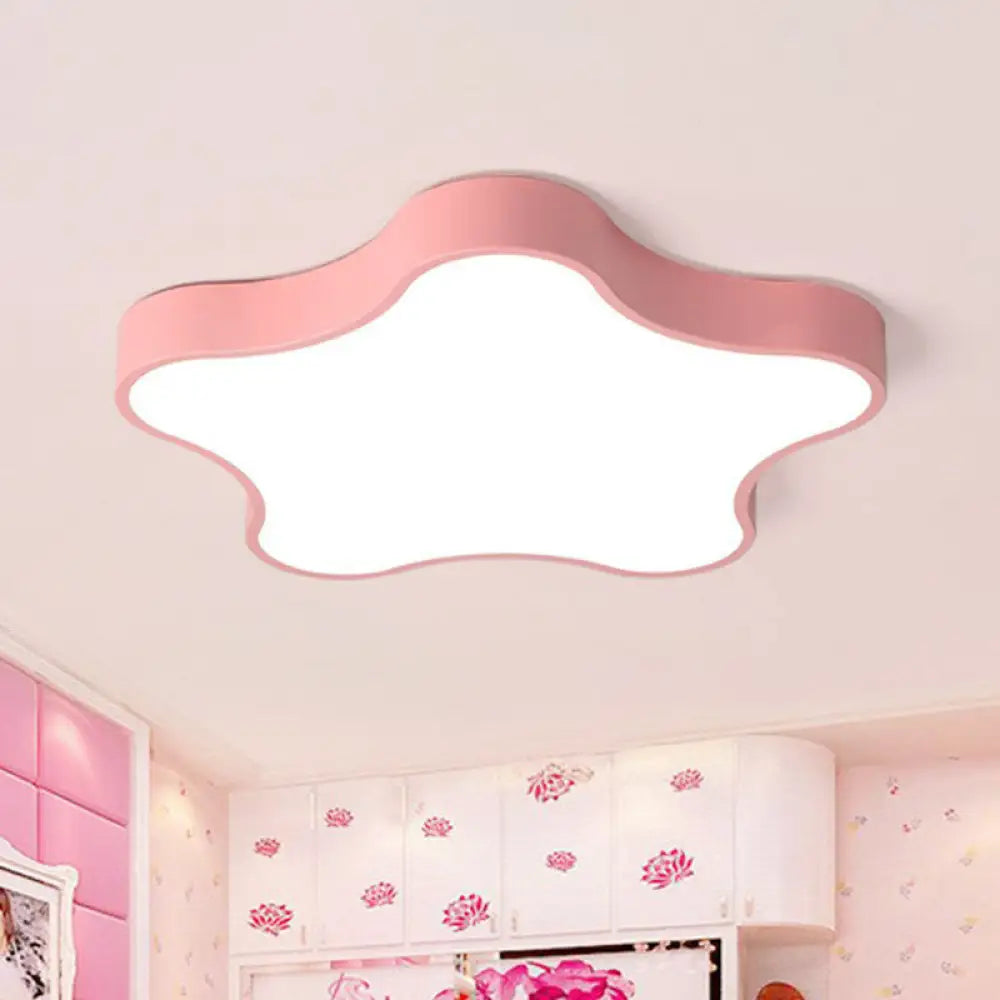 Star Shaped Led Flush Mount Ceiling Light - Metallic Minimalist Bedroom Lighting Pink / Small White